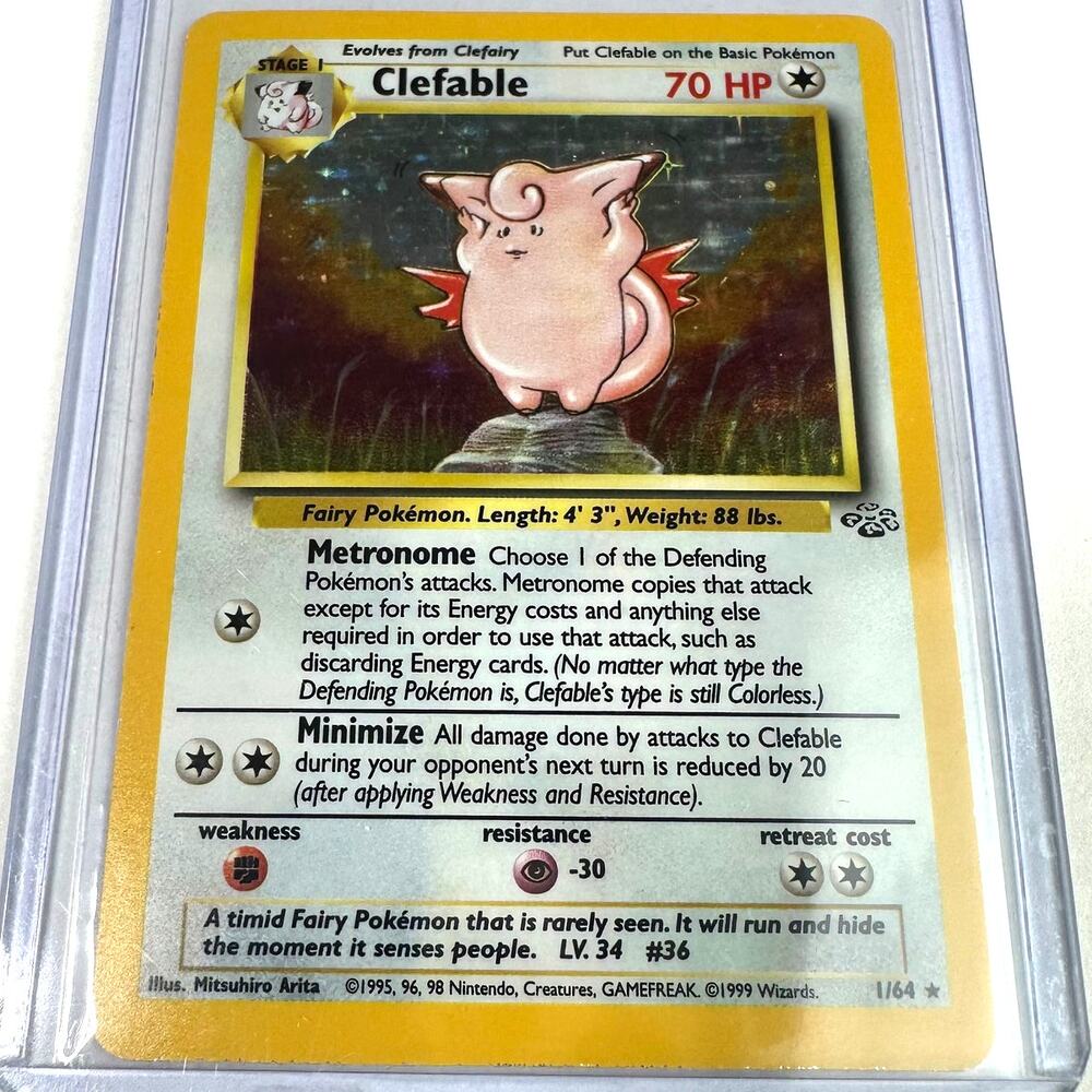 Pokemon TCG Clefable 1/64 Jungle Set Unlimited Holo Rare Excellent Condition